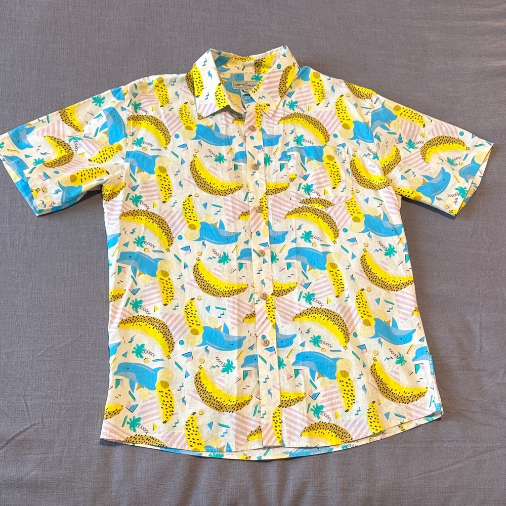 Tipsy Elves Vibrant Banana Print Shirt